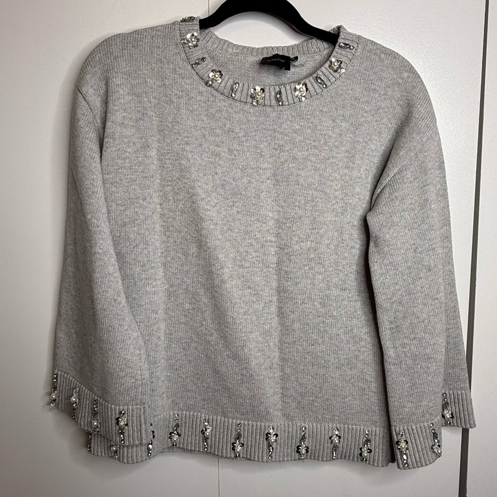 Cliche Embellished Gray Women's Sweater Medium